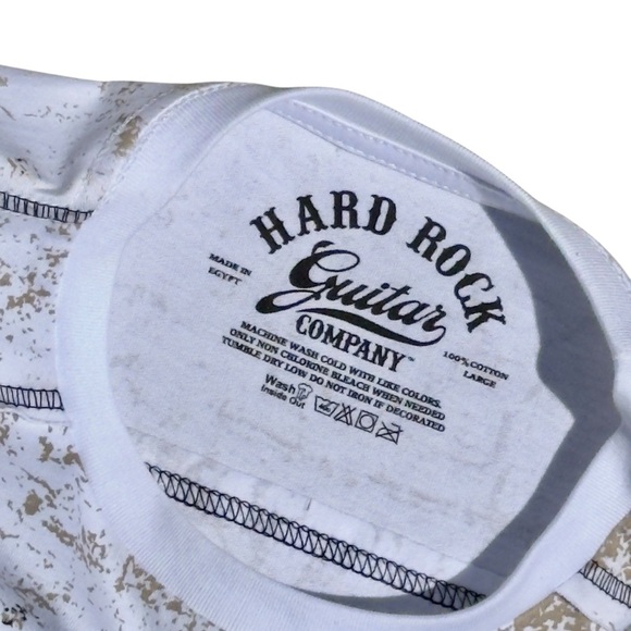NWT Hard Rock Cafe Guitar Co White Gold Winged Acid Cotton T-shirt Mens Large - Picture 7 of 11